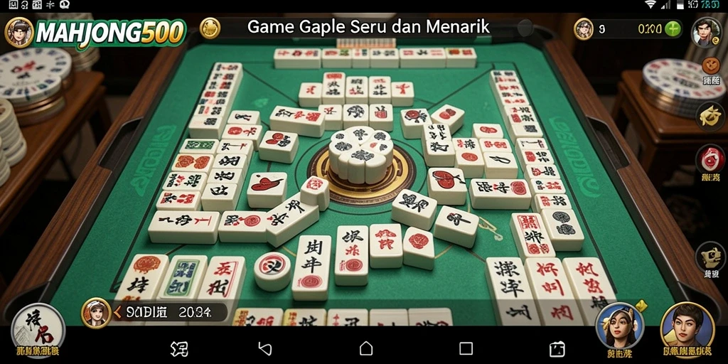 Tampilan gameplay menegangkan dalam MAHJONG500 saat bermain Gaple.