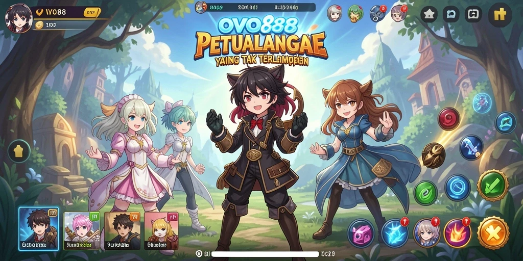 Tampilan gameplay OVO88 dengan karakter anime yang menakjubkan.