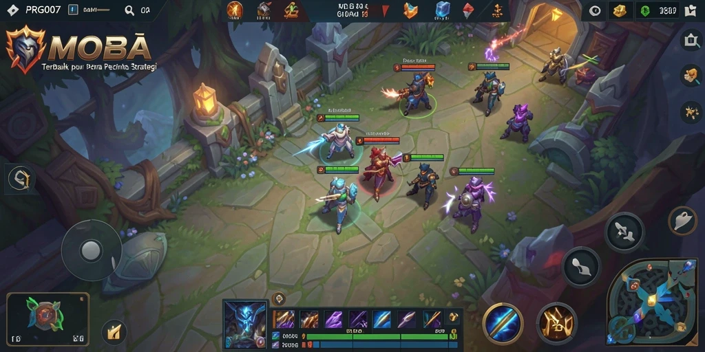 Tampilan gameplay seru dari PRG007 dengan aksi MOBA yang mendebarkan.