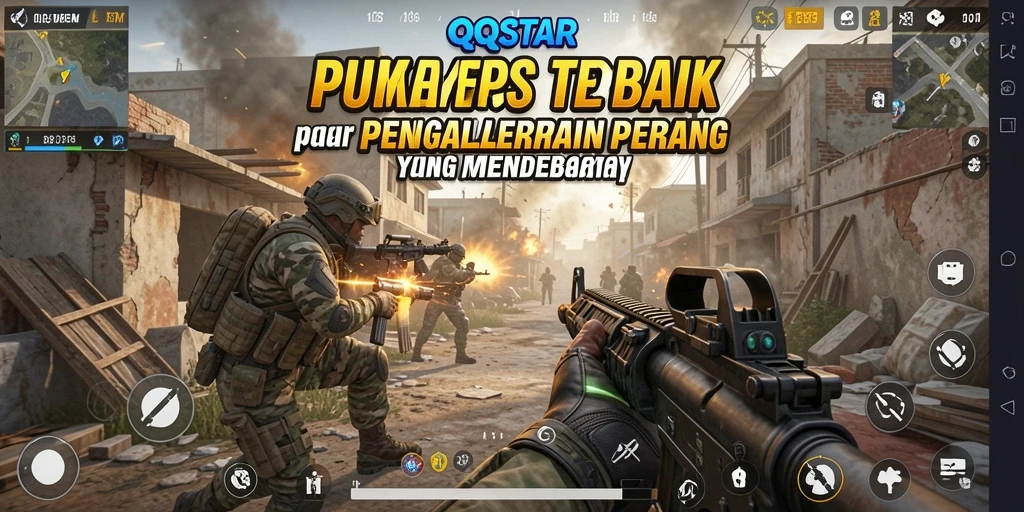 Gameplay mendebarkan QQSTAR dengan aksi FPS yang intens.