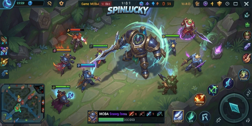 Tampilan gameplay mendebarkan di SPINLUCKY yang menunjukkan aksi pertarungan strategis.