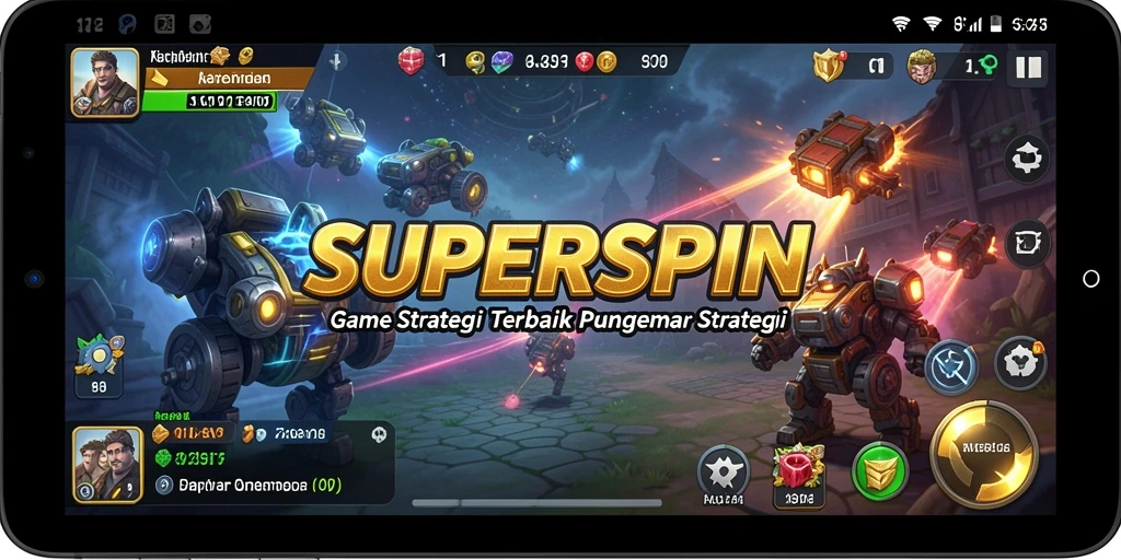 Screenshot SUPERSPIN menampilkan aksi strategi seru dalam permainan.
