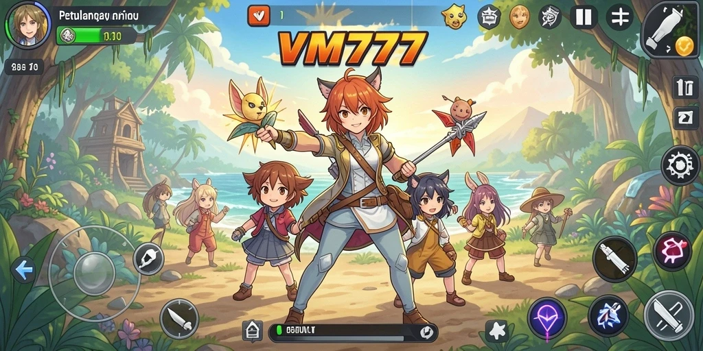 Tampilan gameplay VM777 dengan karakter Anime yang menarik.