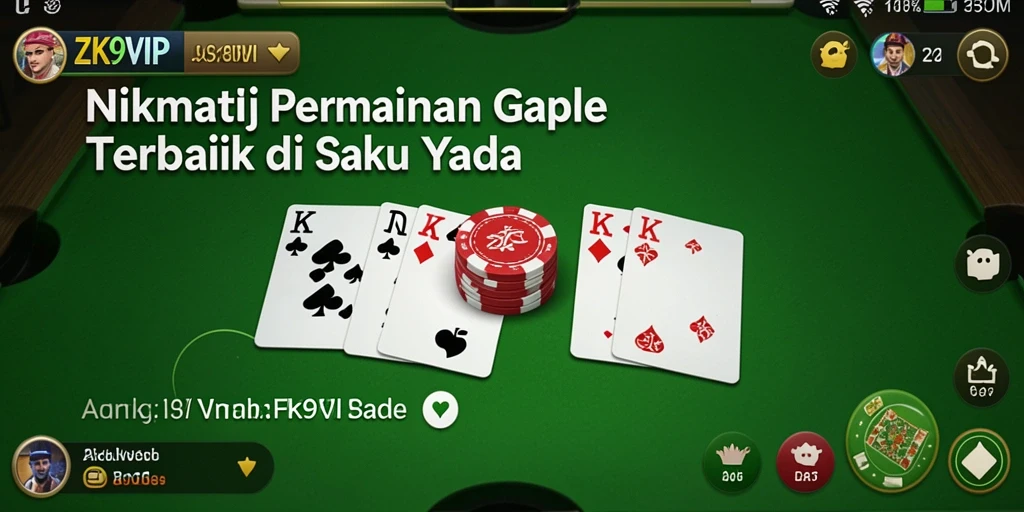 Tangkapan layar ZK9VIP menampilkan gameplay seru Gaple dengan pemain aktif.